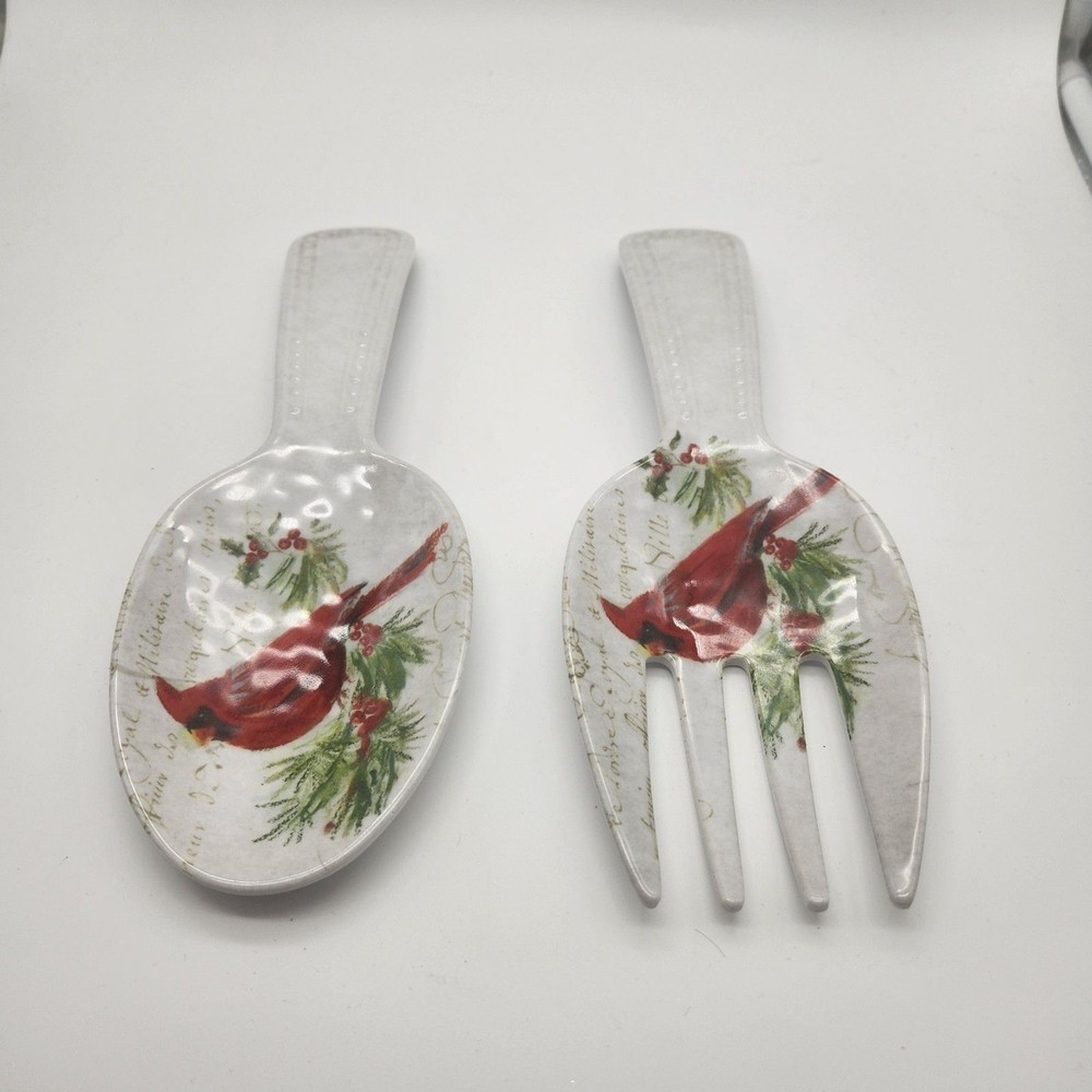 Vintage Cardinal 100% Melamine Spoon & Fork Large Salad Serving Set