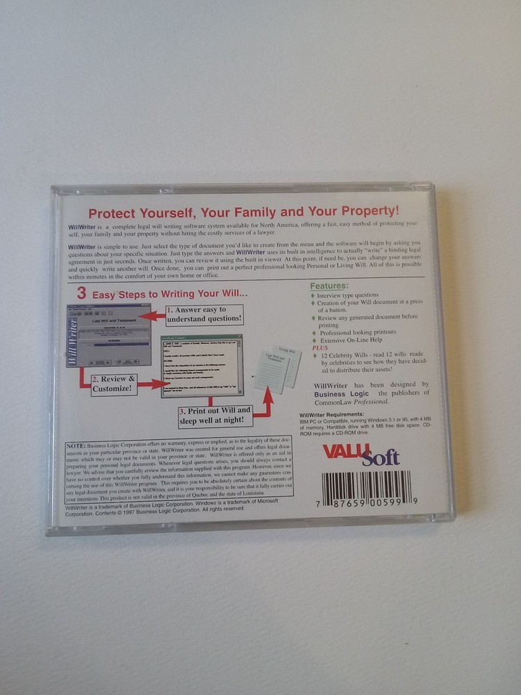 Will Writer Software CD-ROM