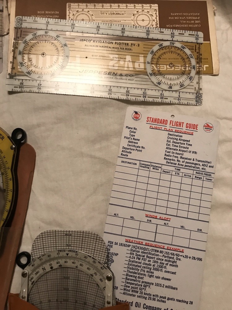 Vtg Air Navigation tools CPU ROTARY PLOTTER JEPPESEN COMPUTERS CESSNA Guides etc