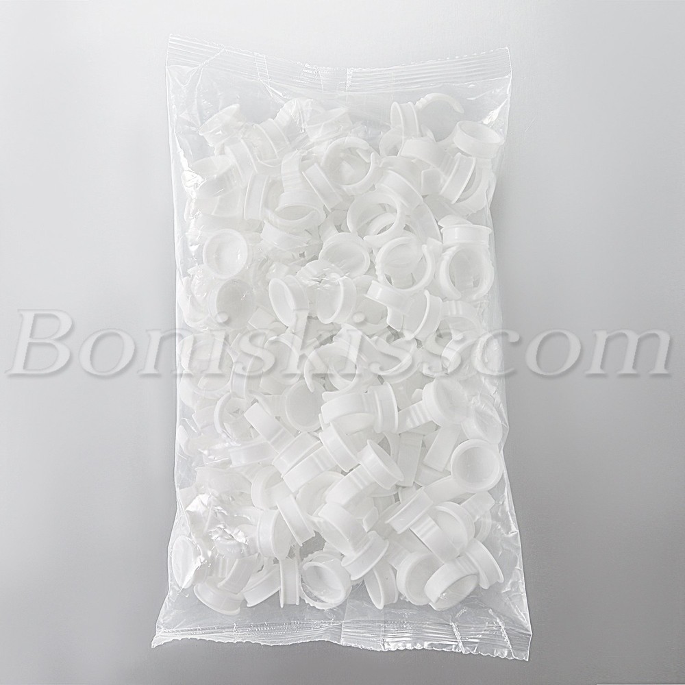 100pcs Disposable Glue Holder Rings Grafted Eyelash Extensions Application Tools