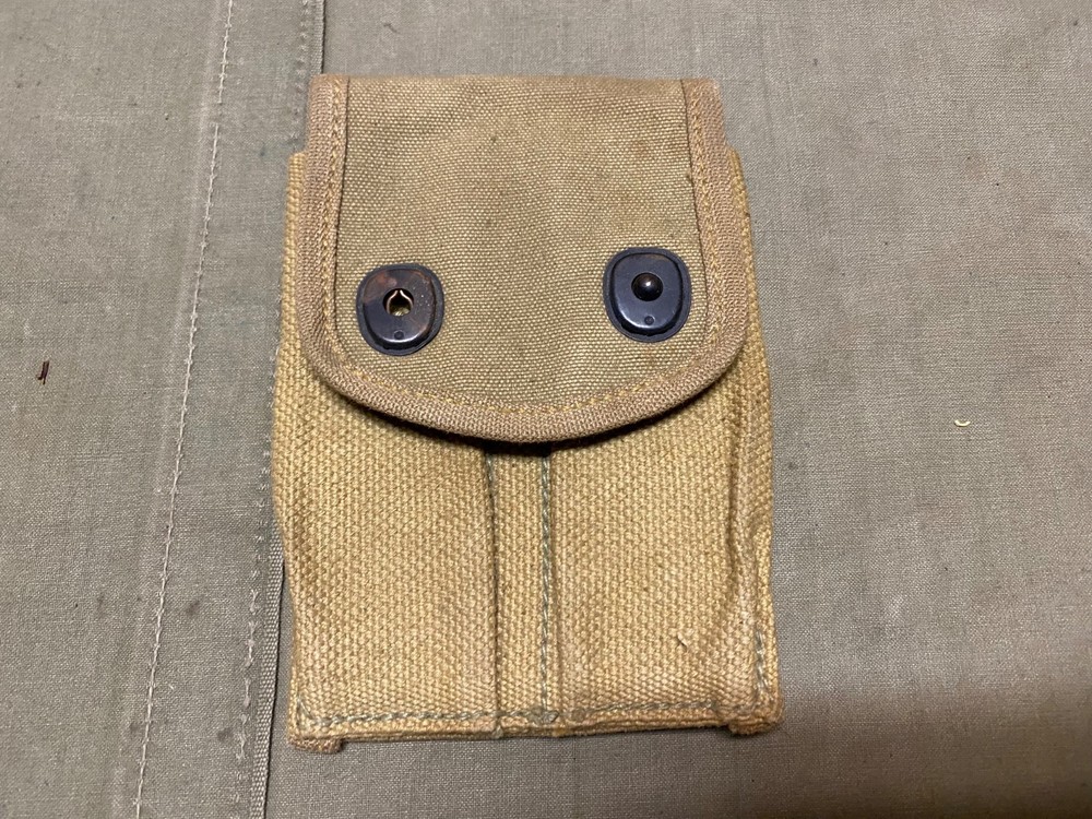 ORIGINAL WWI WWII US ARMY M1910 .45 PISTOL BELT AMMO POUCH-NEEDS SNAP REPAIR