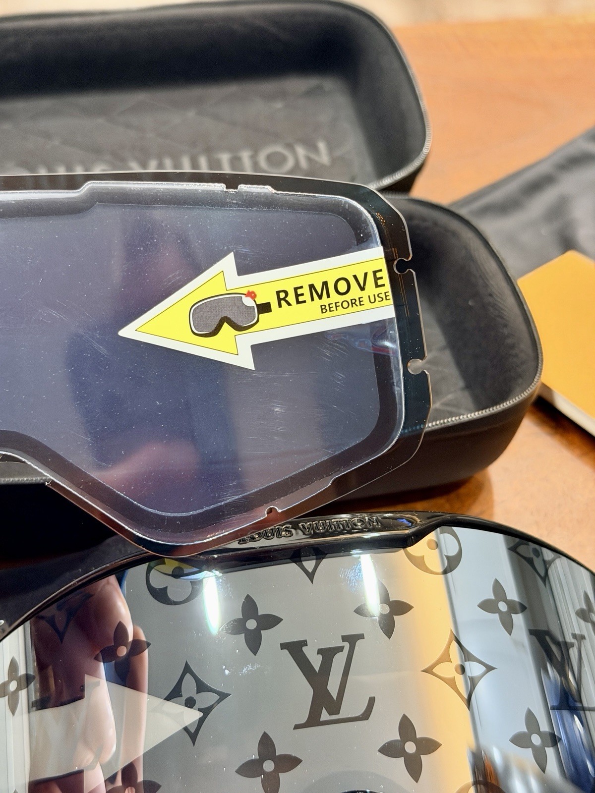 Louis Vuitton Snowboard Ski Mask Goggles - Black Frame with Case & Lenses - NWOT