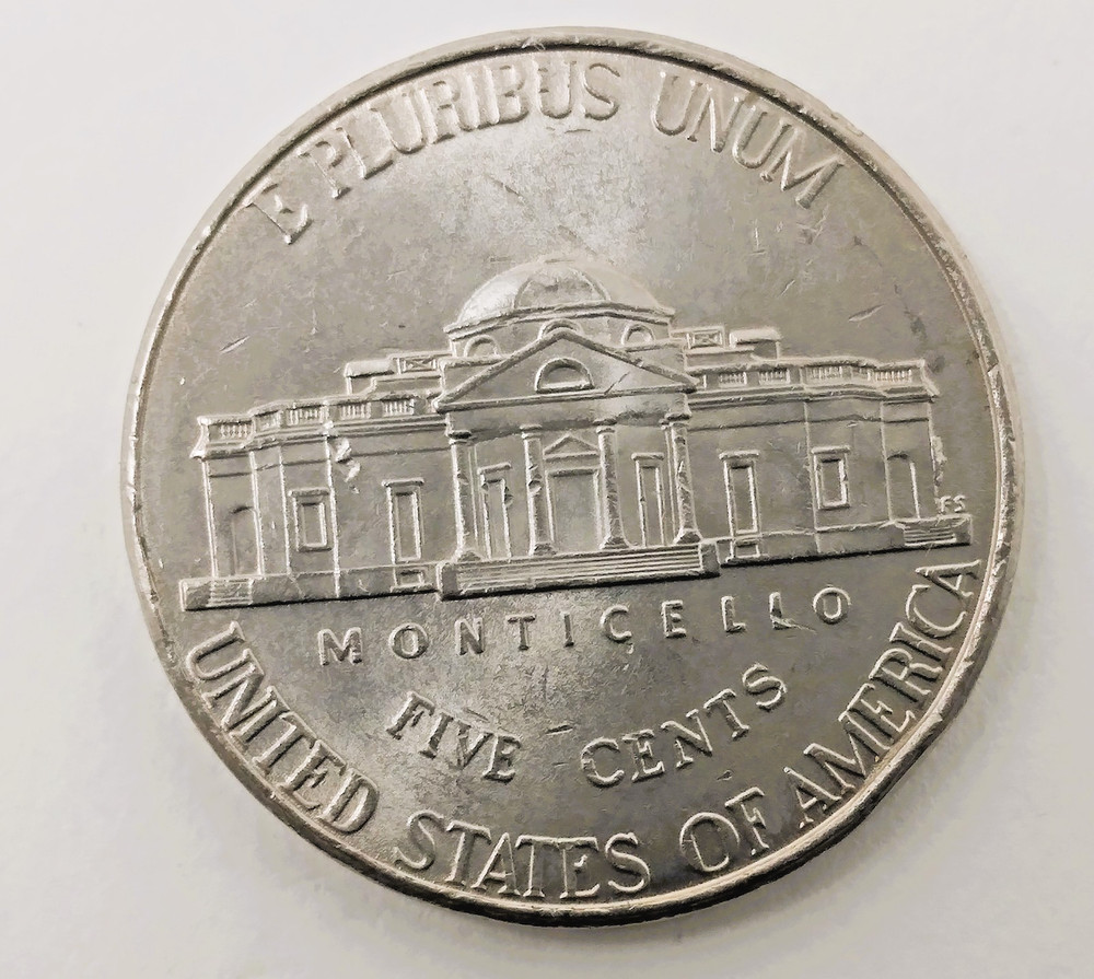 2018 P Jefferson Nickel - "Bee Hive" Die Chip Reverse - Error