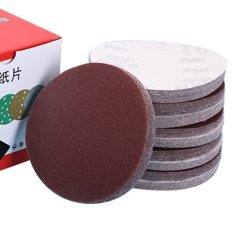 28Pcs 5 Inch 80 Grit Hook Loop Sanding Disc Flocking Sandpaper Red