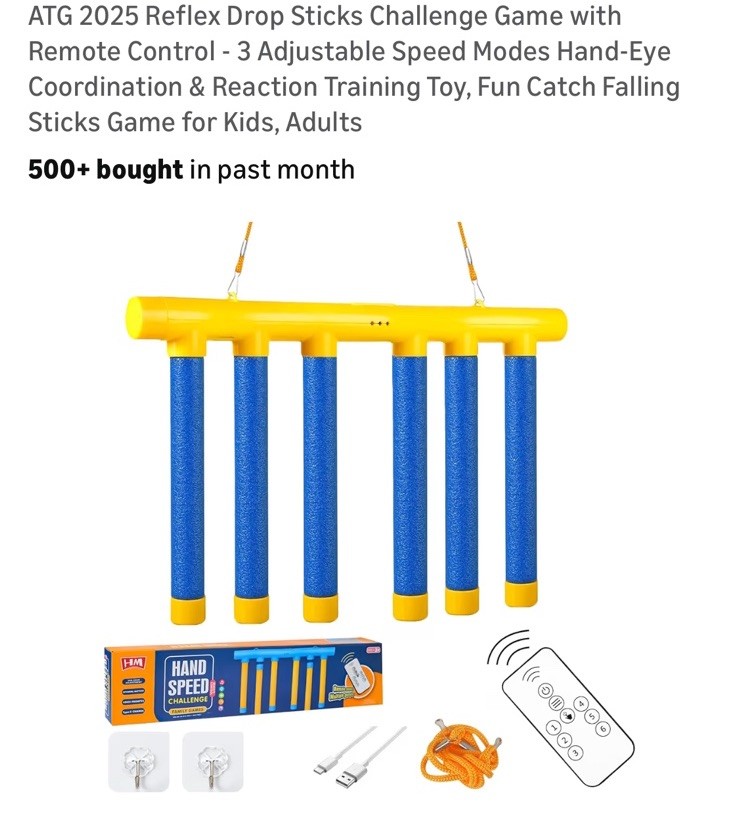 ATG Reflex Drop Sticks Challenge Game with Remote Control