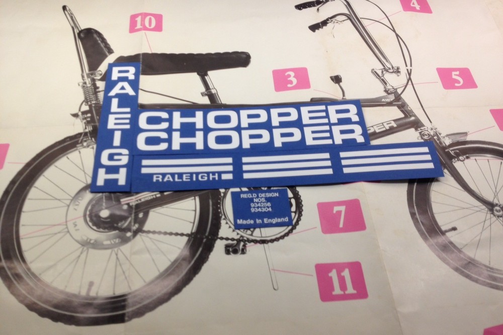 RALEIGH CHOPPER Mk1 complete decal sticker set with CORRECTLY SIZED FONTS