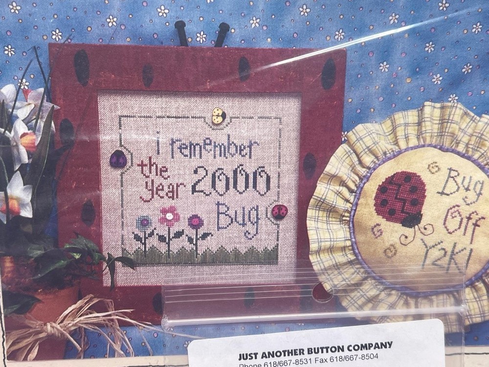 LIZZIE KATE Counted Cross Stitch Chart - Y2K BUG - With Buttons