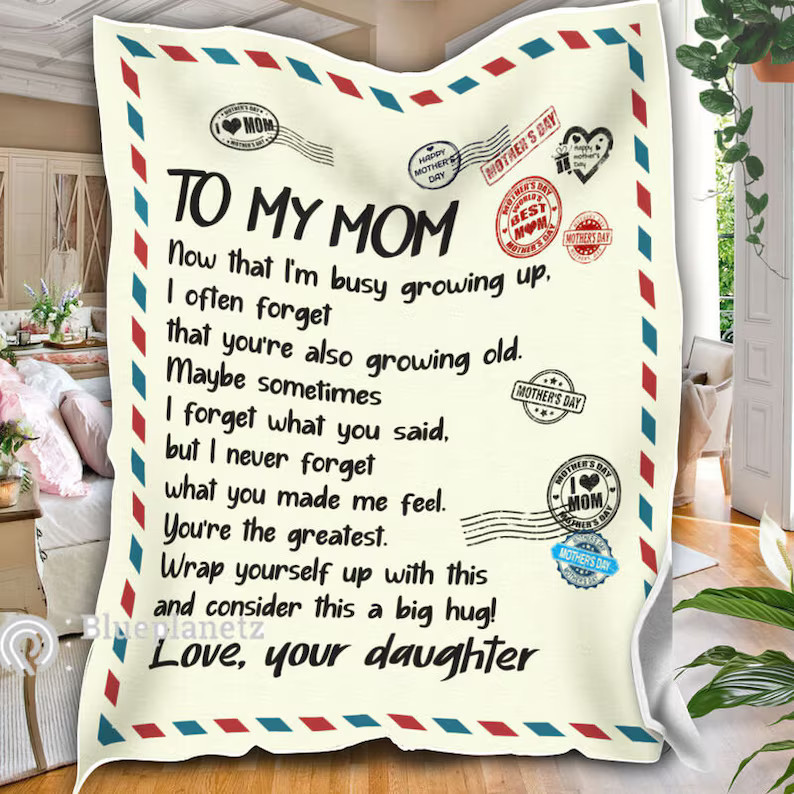 Personalized To My Mom Letter Blanket Custom Gift