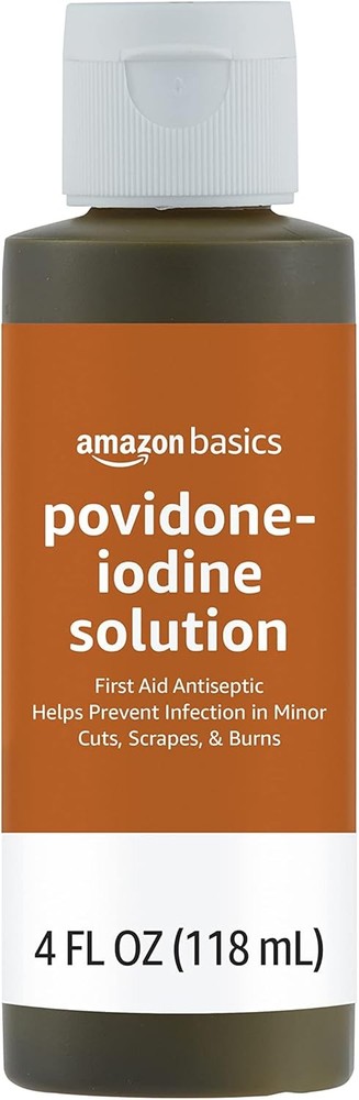 Amazon Basics First Aid Antiseptic, 10% Povidone Iodine Solution, Unflavored, 4
