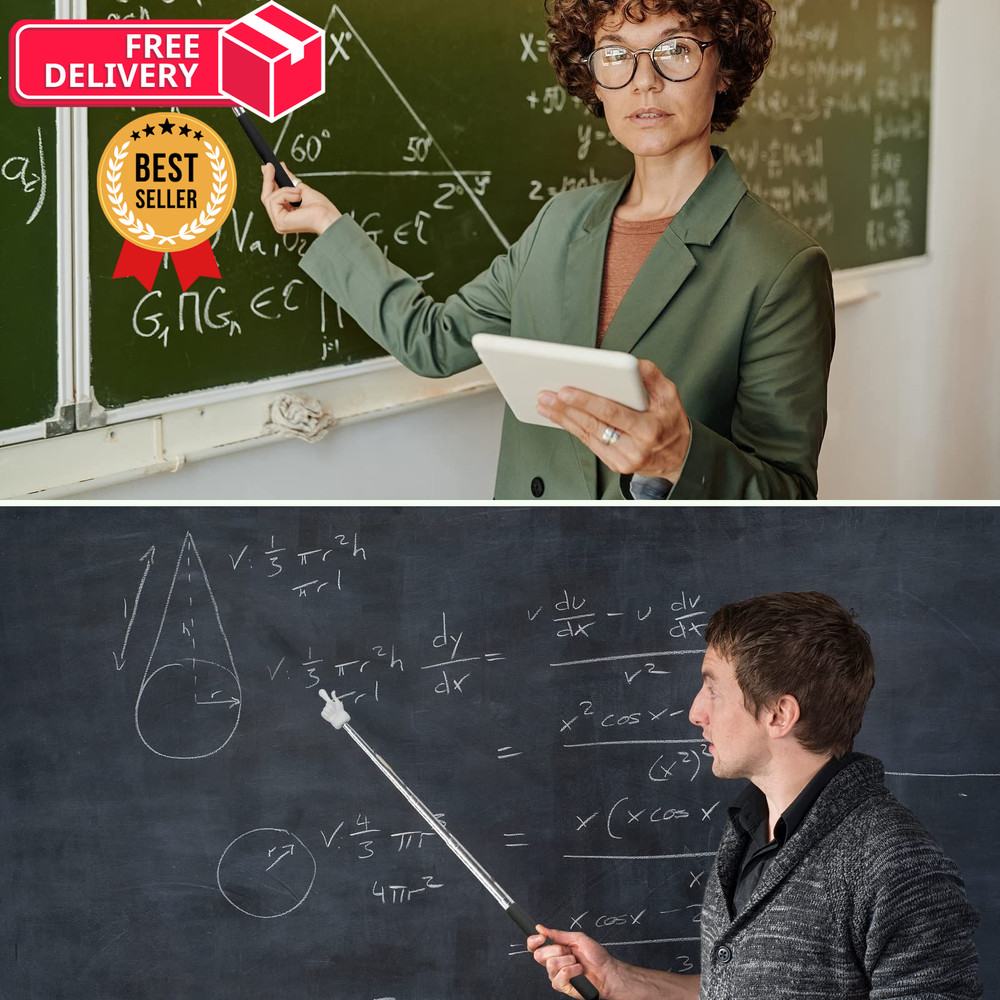 2Pcs Telescopic Teachers Pointer, Extendable Hand Pointer Finger Black