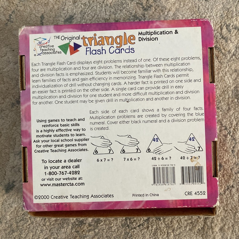 Triangle Flash Cards For Multiplication And Division The Original Complete Set
