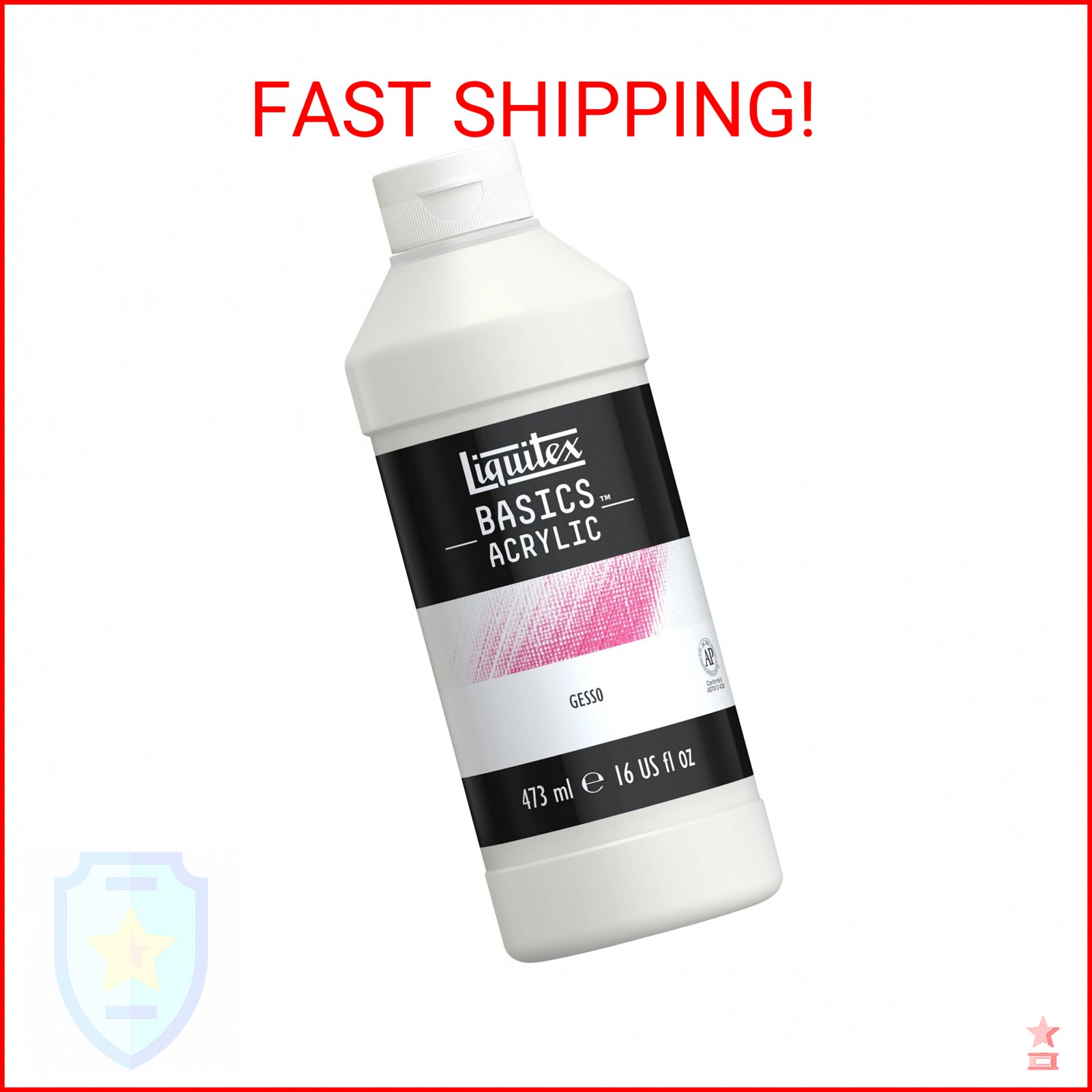 Liquitex BASICS Gesso Surface Prep Medium, 473ml (16-oz) Bottle, White