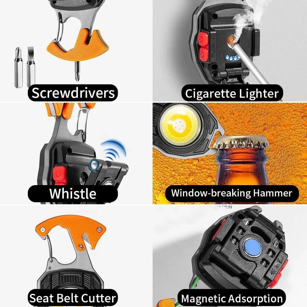 Keychain Flashlight Rechargeable Cob Keychain Work Light 6 Modes High Lumen