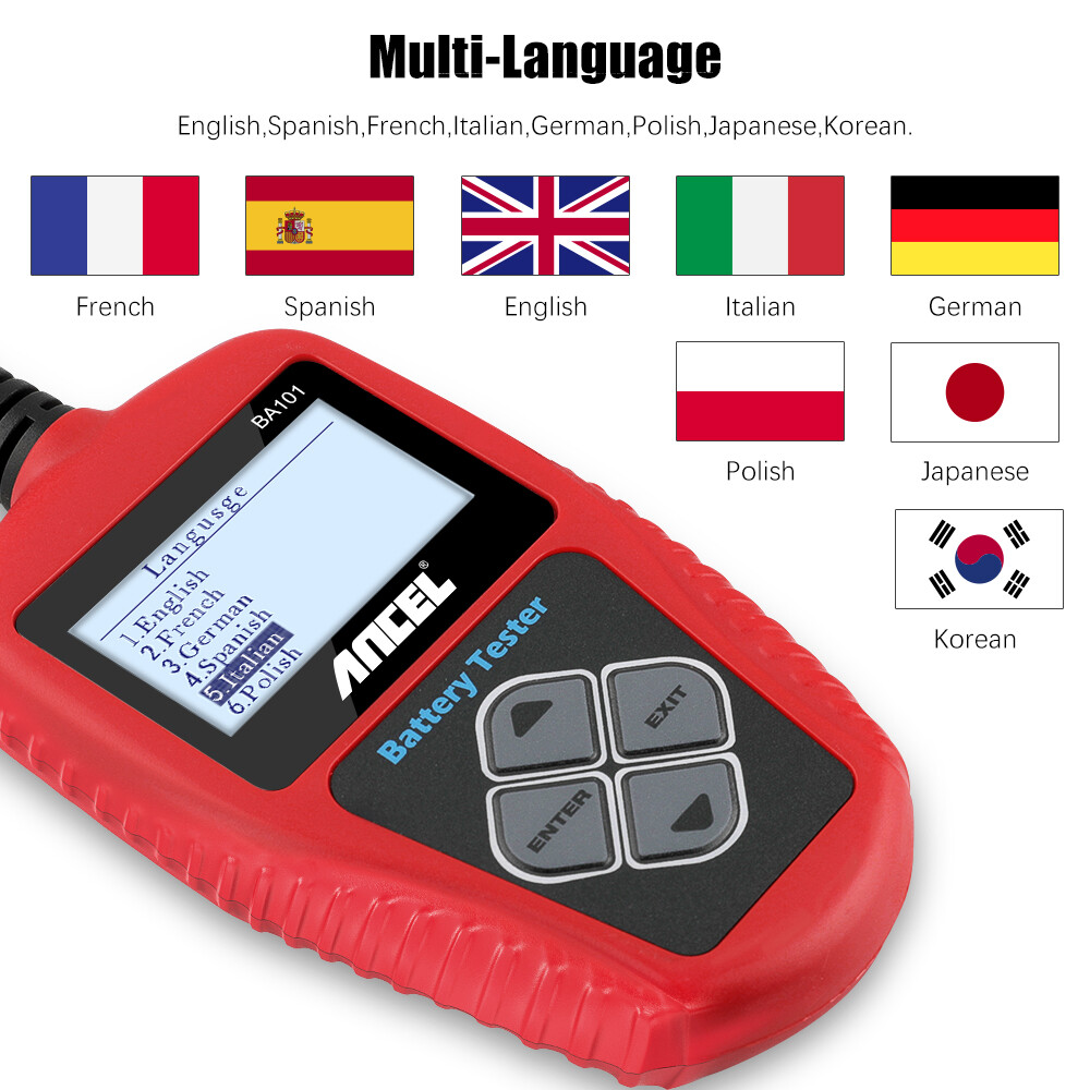 ANCEL BA101 Car Battery Tester 12V Load Tester Charging System Digital Analyzer
