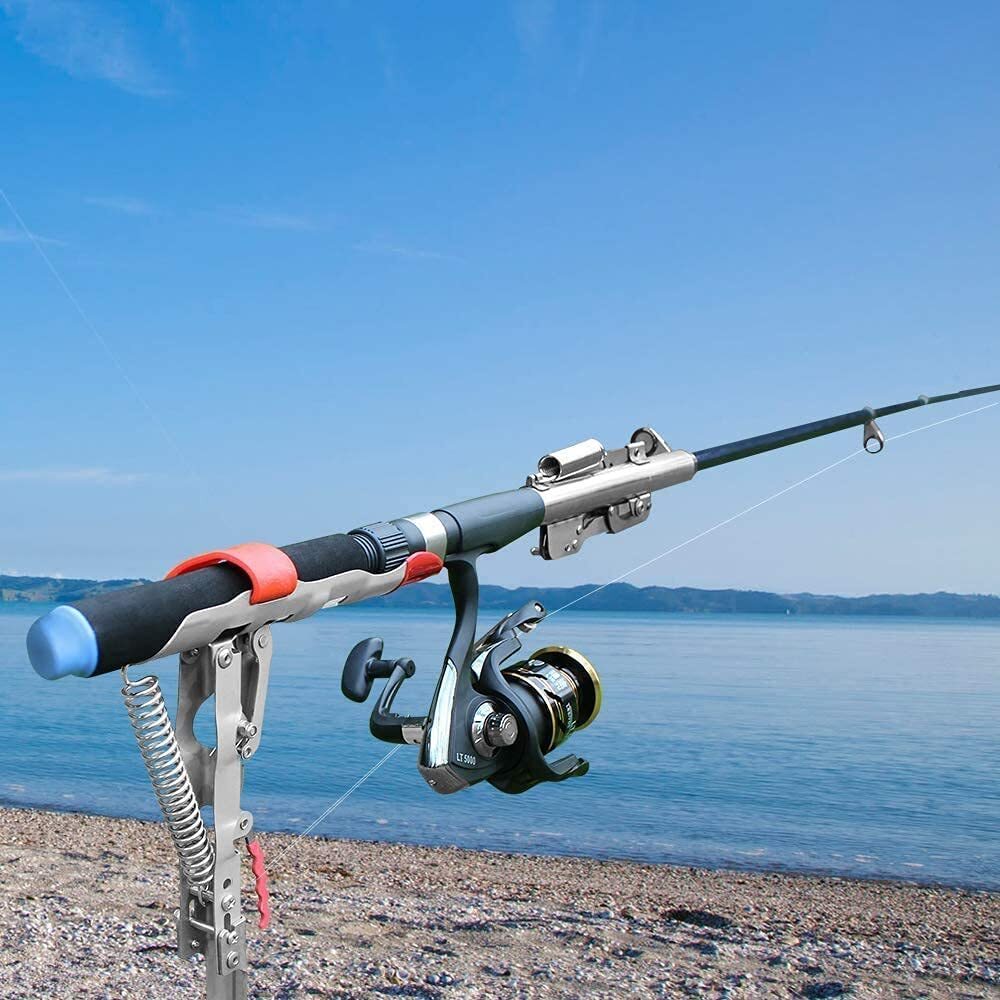 Highly Sensitive Fishing Rod Holder with Automatic Tip-Up Hook Setter Spring