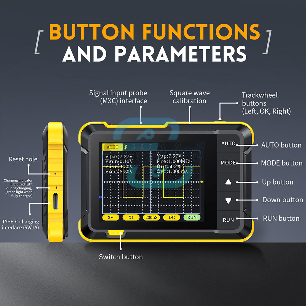 FNIRSI DSO152 Handheld Mini Oscilloscope Type-C Portable Digital Oscilloscope US