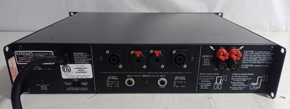 Crown Power Tech 2 2-Channel Power Amplifier Rack Mountable - Tested & Working