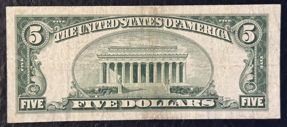 1934-D $5 FIVE DOLLARS *STAR* SILVER CERTIFICATE NOTE WIDE I