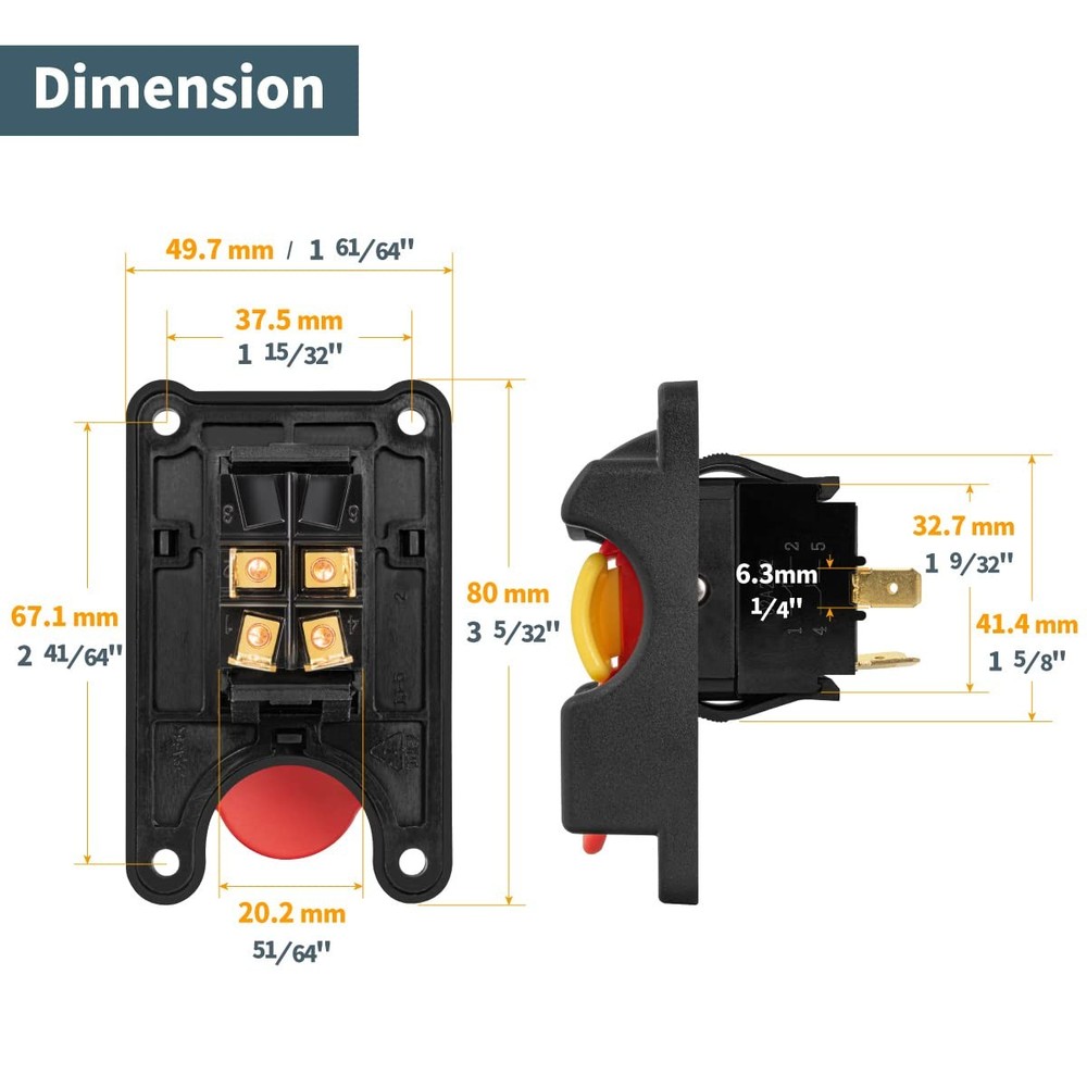 POWERTEC Dual Voltage Table Saw Switch, 120V/230V, black