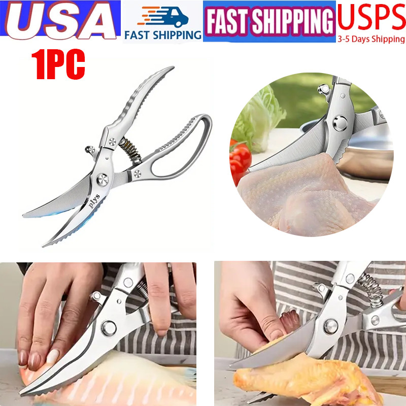 1PC Stainless Steel Multi - Use Kitchen Scissors, Cuts Chicken/Duck/Fish Bones