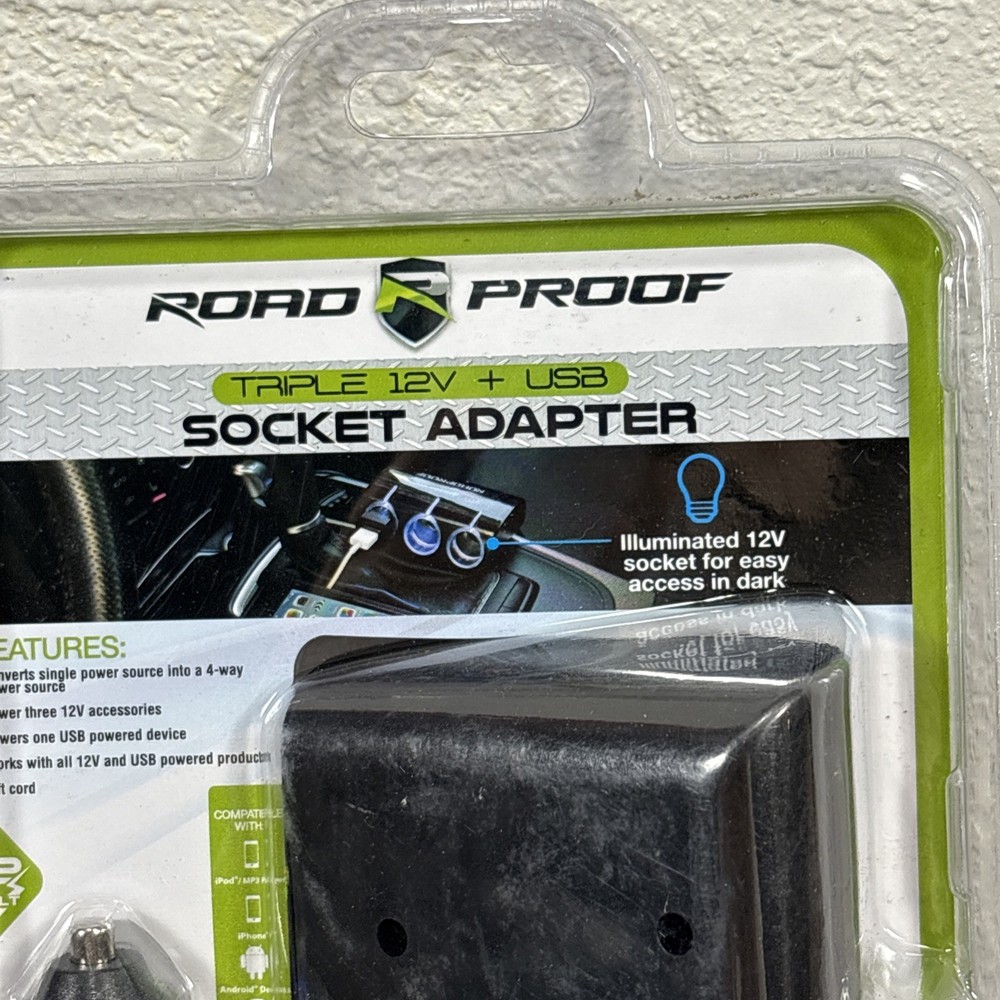 Road Proof Triple 12v Plus USB Socket Adapter