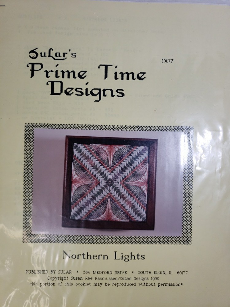 SuLar's Prime Time Designs Northern Lights Needlepoint Guide Chart Pattern