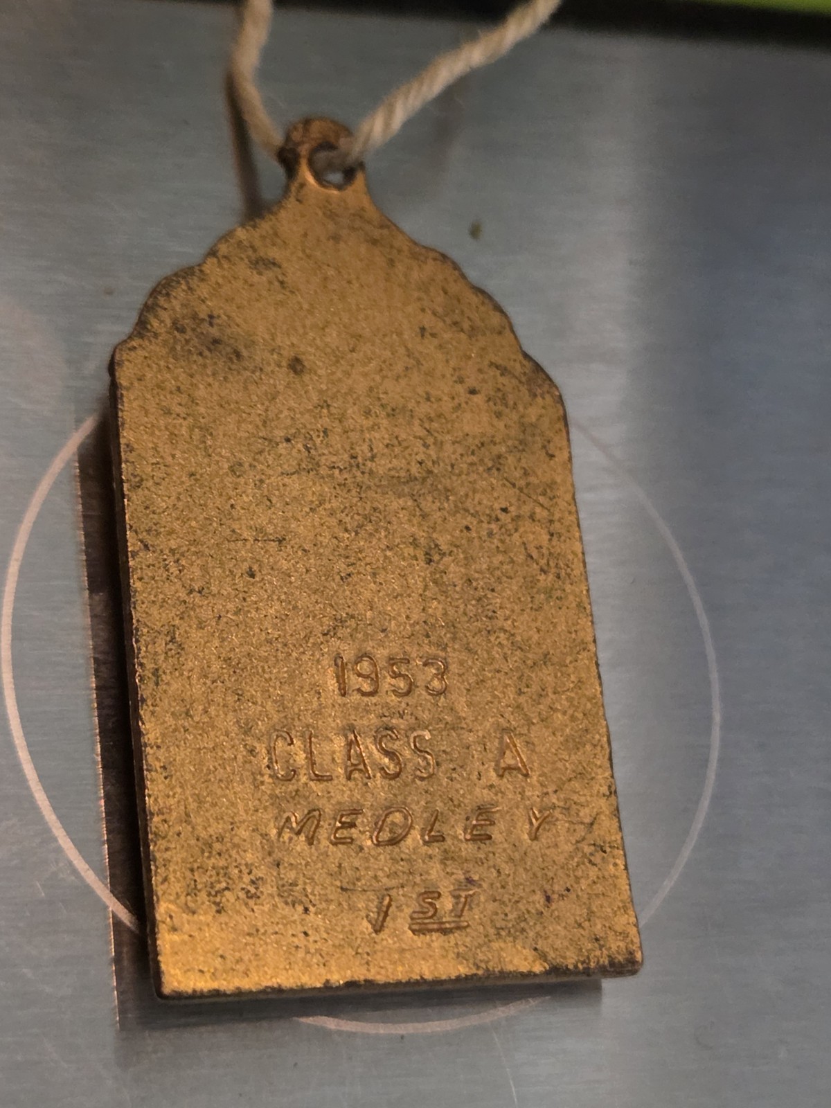 Vintage Stockton Relays 1953 Track & Field 1st Place Gold Plated Medal Pendant