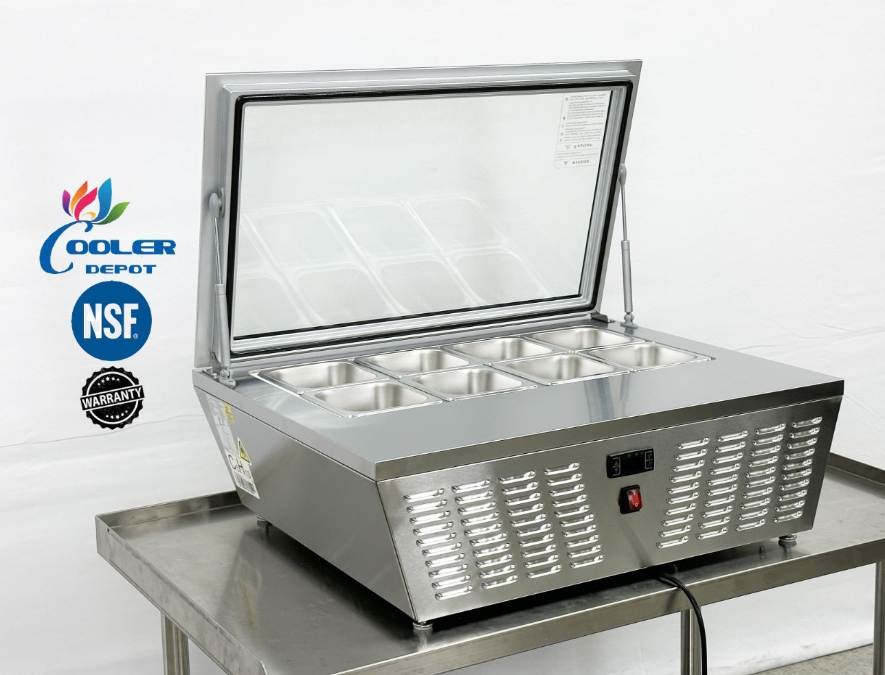 NEW 8 Pan Countertop Refrigerator Cold Prep Table Sandwich Topping Sauce NSF