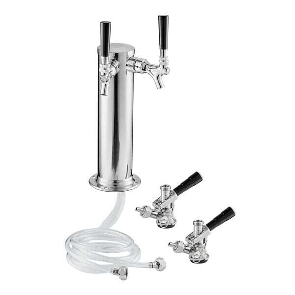 NEW "D" System Beer Keg Coupler and 2-Tap Beer Tower - 3" Column for Kegerators