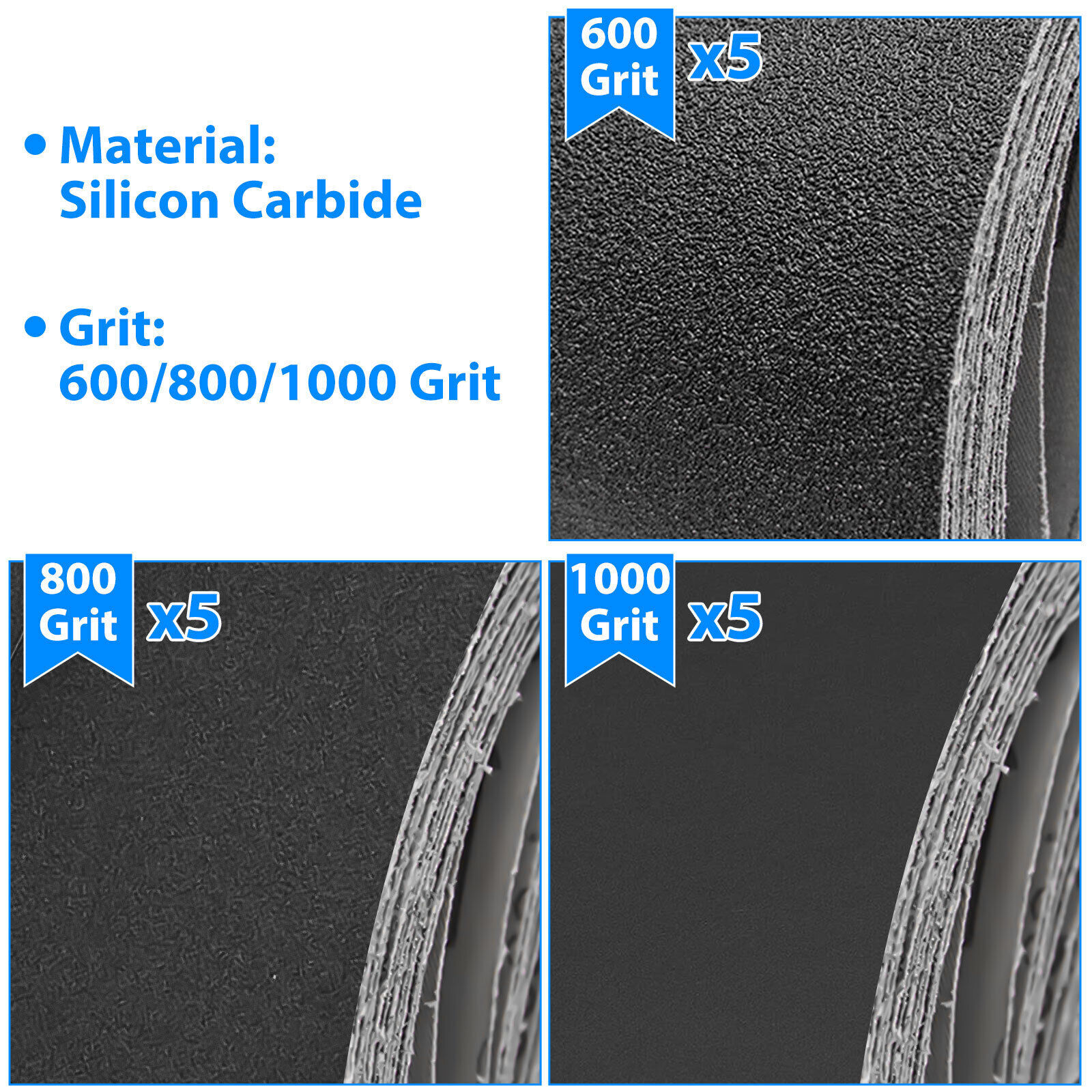 15Pcs 1"x30" 600 800 1000 Grit Sanding Belts Sander Grinding Polishing Sandpaper