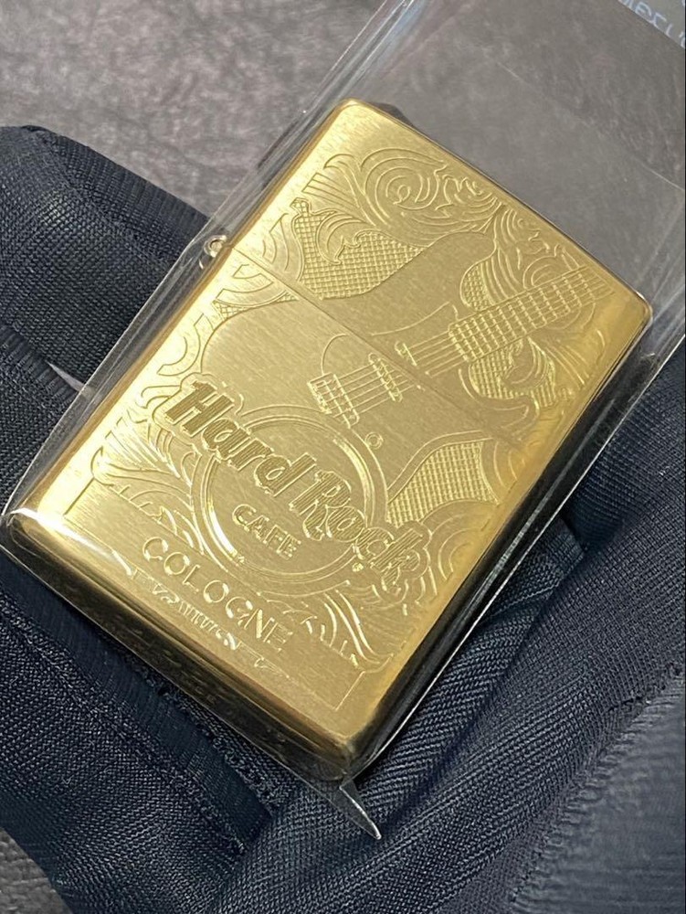 Zippo Hard Rock Cafe Cologne Gold One Sided Processing Lighter Regular Japan
