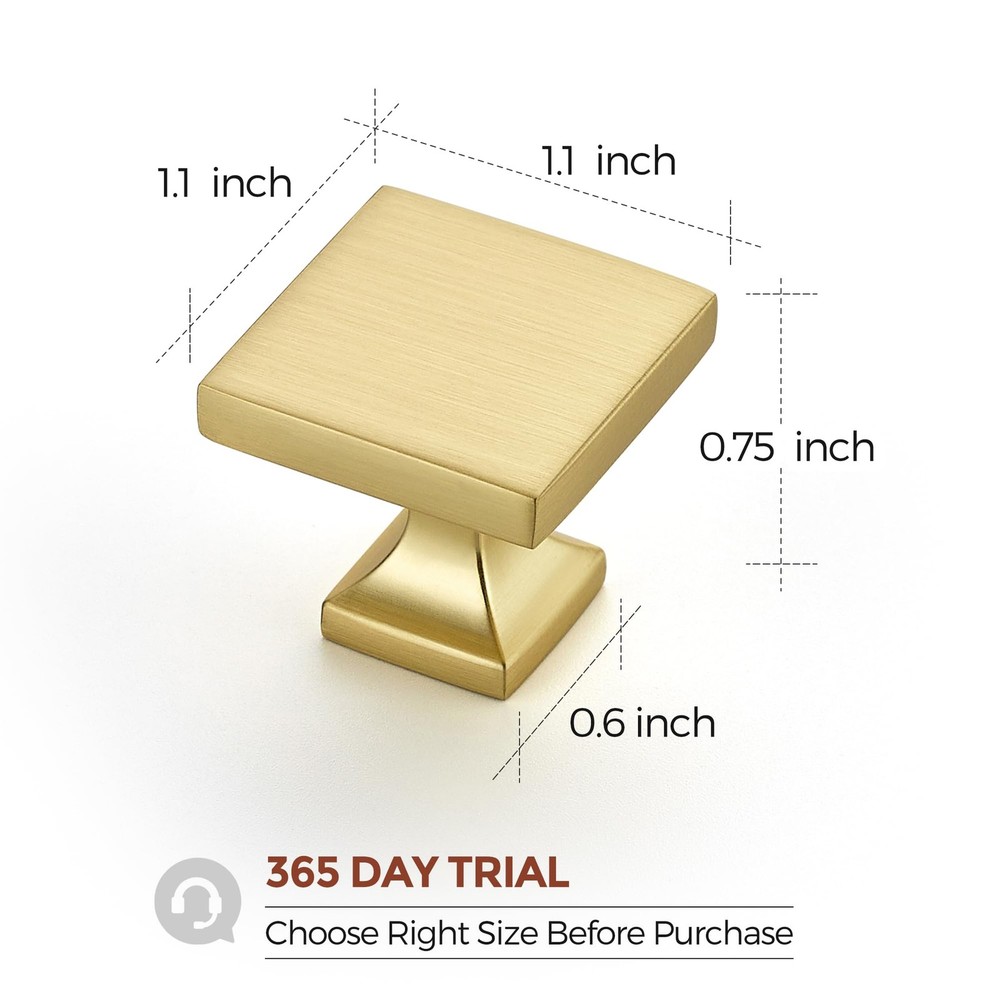 Home Expert 15 Pack Brushed Gold Cabinet Knobs Hardware Square Drawer Pulls Kitc