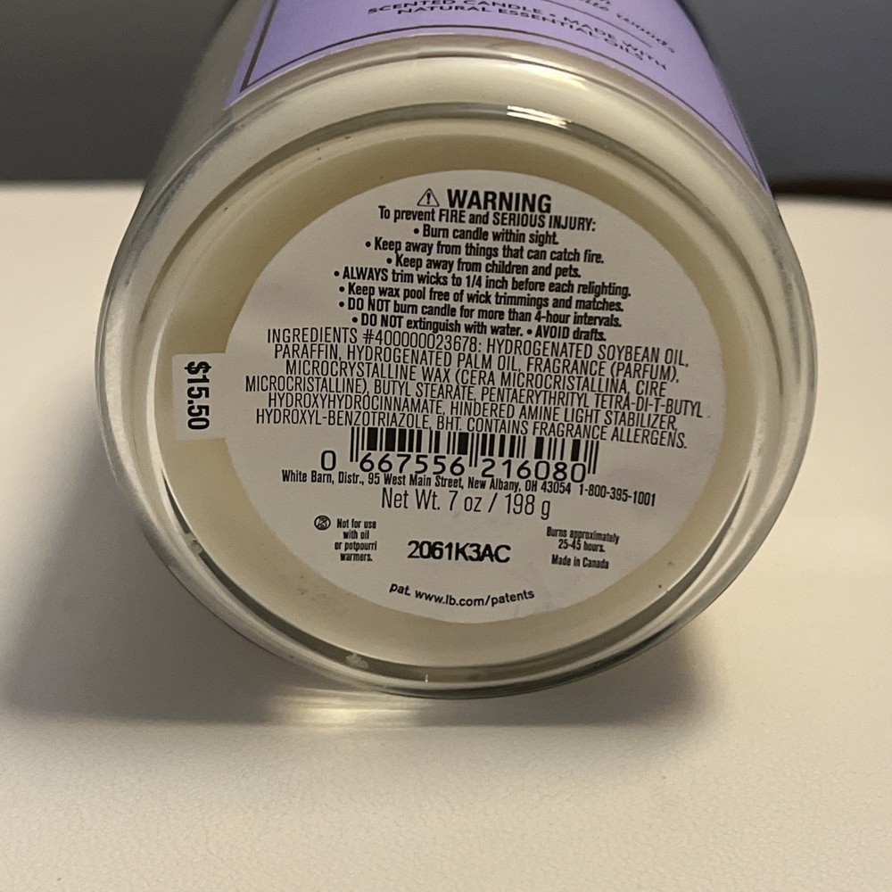 White Barn Lavender & Vanilla Single Wick Candle 8oz