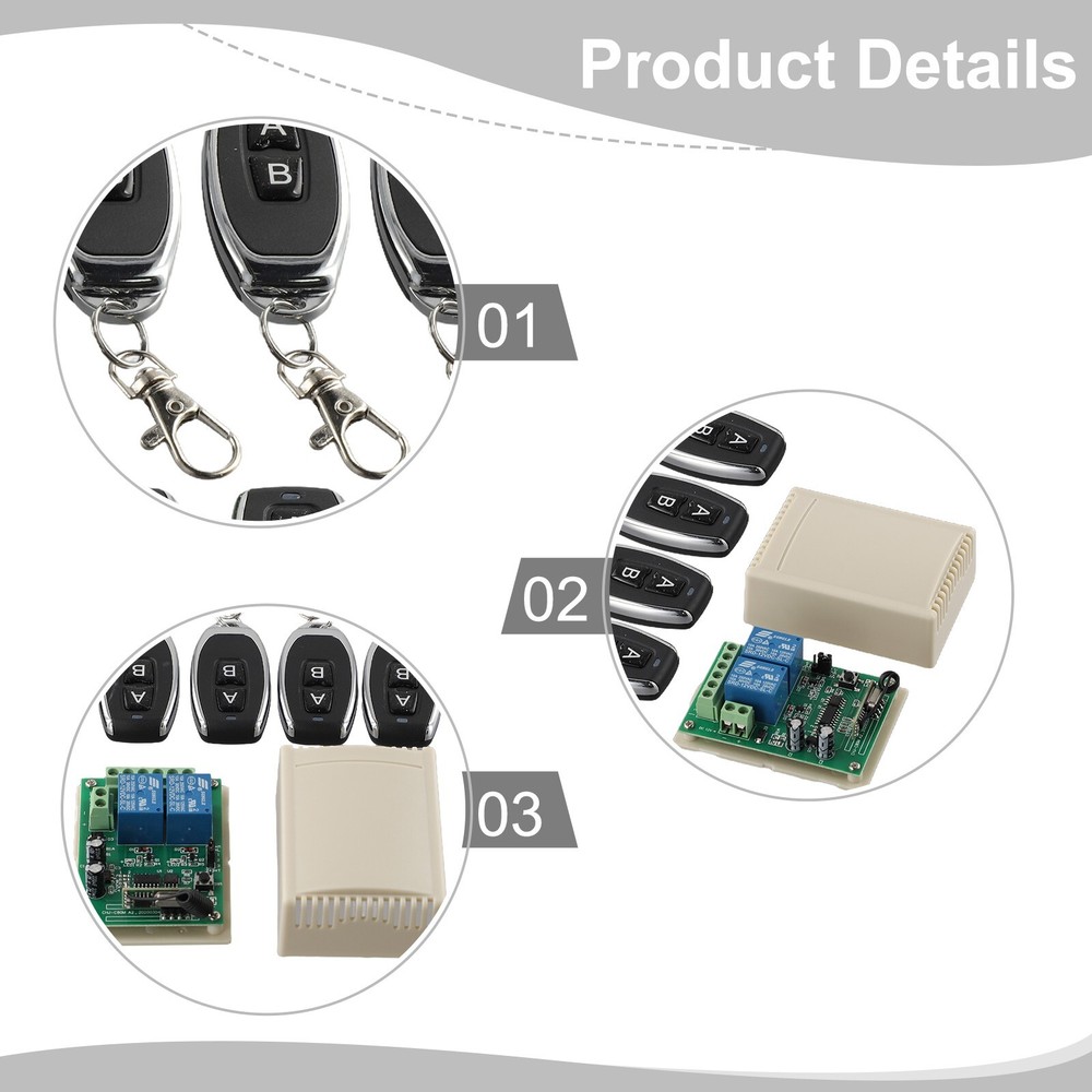 2 Channel Garage Door Remote Control Switch Relay Wireless Transmitter+Receiver