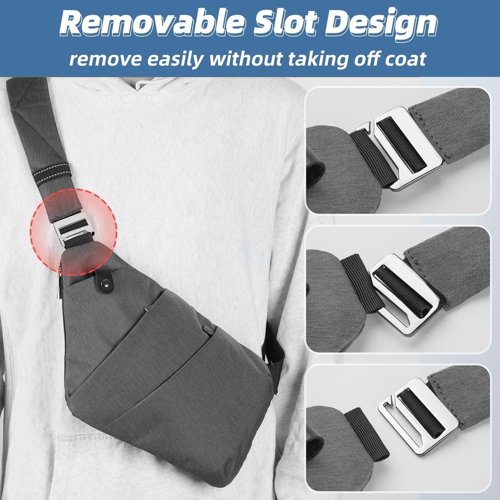 VADOO Sling Bag - Anti-theft Crossbody One Size, Basic Version-dark Grey