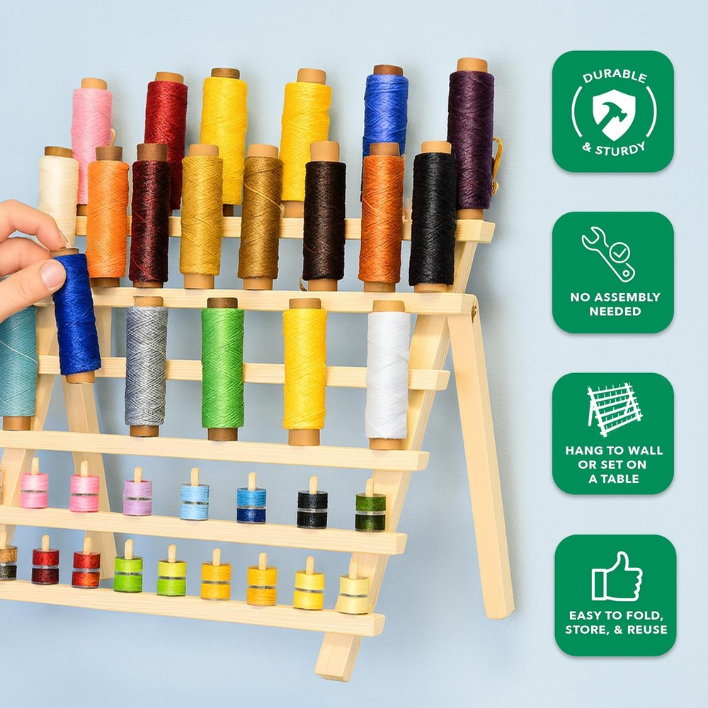 Mandala Crafts Sewing Embroidery Thread Holders Thread Stands - 60-Spools Nat...