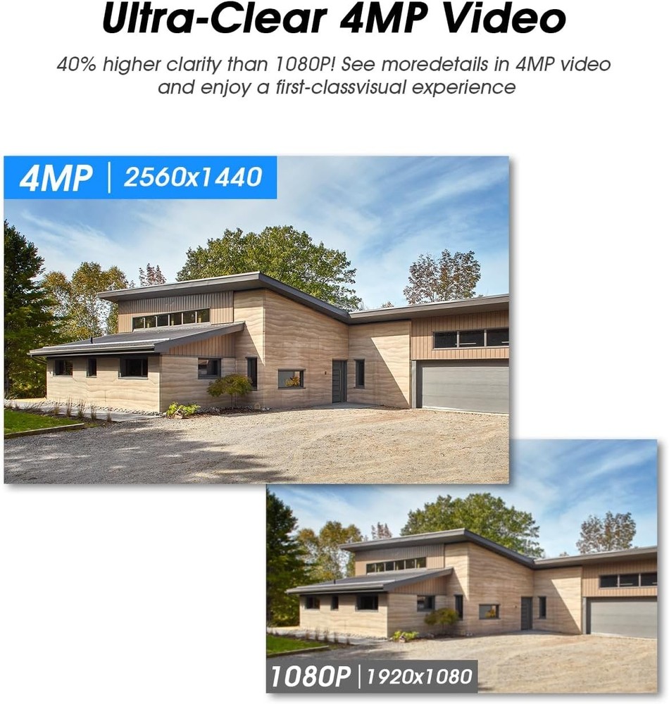 4MP Wireless Color Security Camera System Solar Battery Powered 2-Way Audio