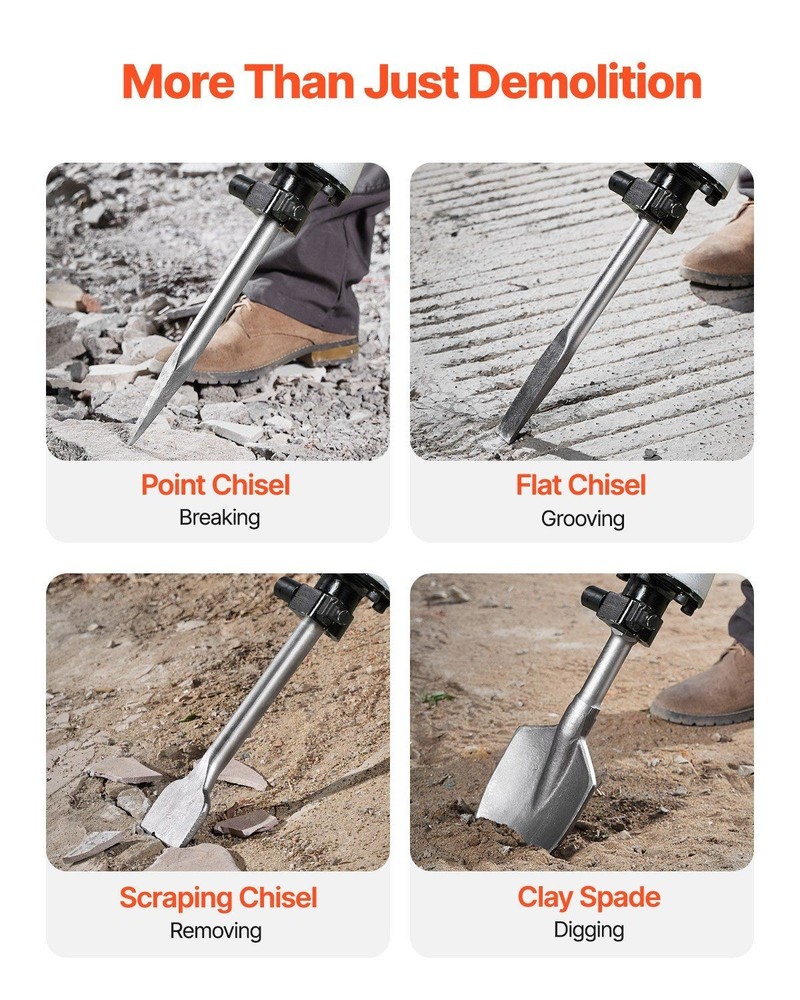 Versatile Jackhammer 2800W 1200BPM Includes Chisel Set
