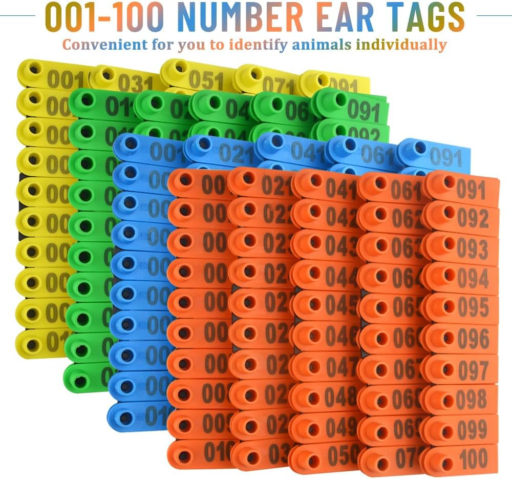 WMYCONGCONG 400 PCS 1-100 Plastic Livestock Ear Tag Animal Tag for Goat Sheep Pi