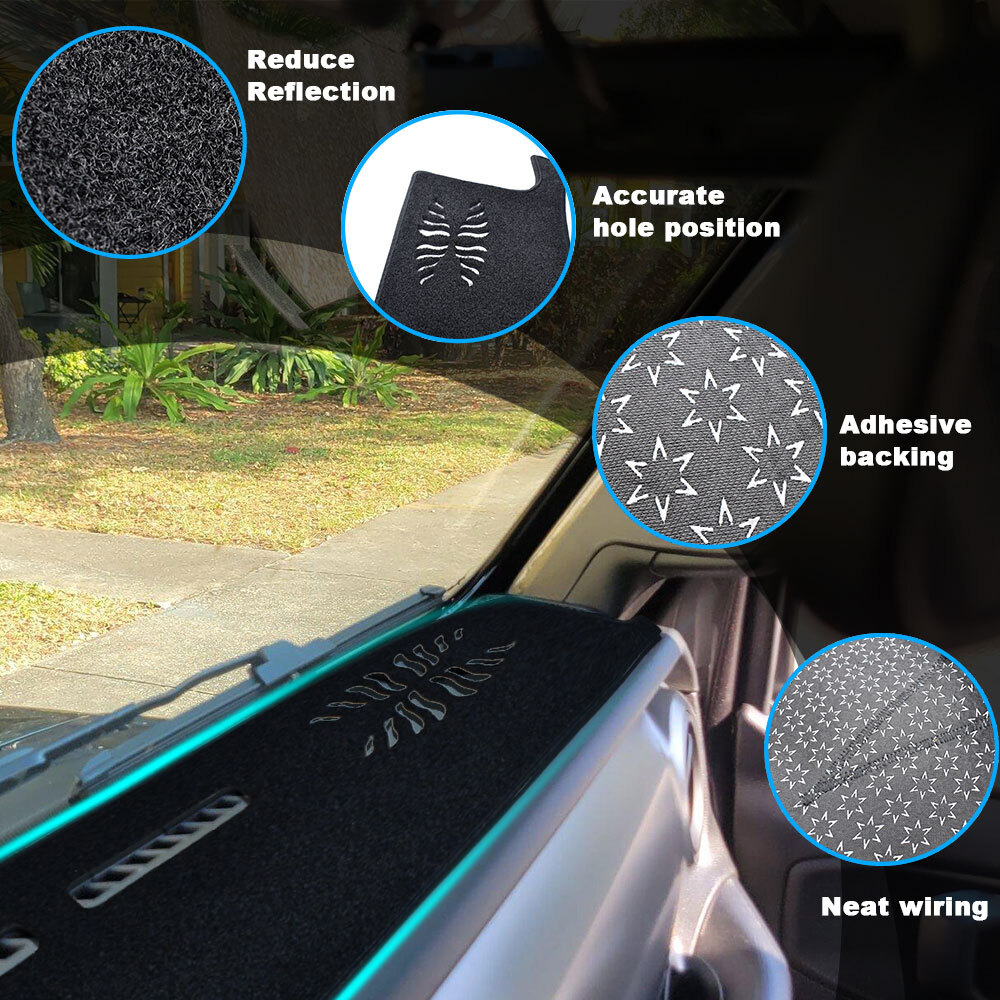 Dash Cover Mat Dashboard Pad For Jeep Gladiator JT 2020-2024 Black Accessories
