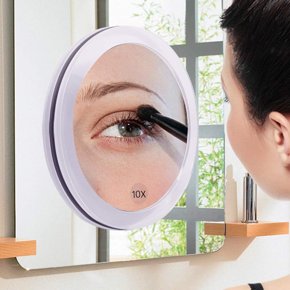 10X Magnifying Mirror - with 3 Mounting Suction Cups - Used for Precise Makeup -