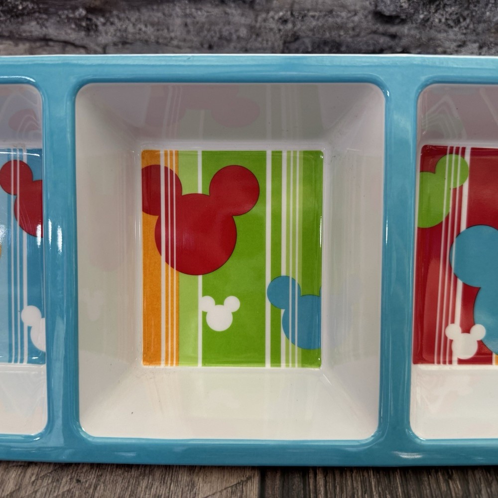 Disney Mickey Mouse Snack Serving Tray Divided Sections Multicolor Rectangle