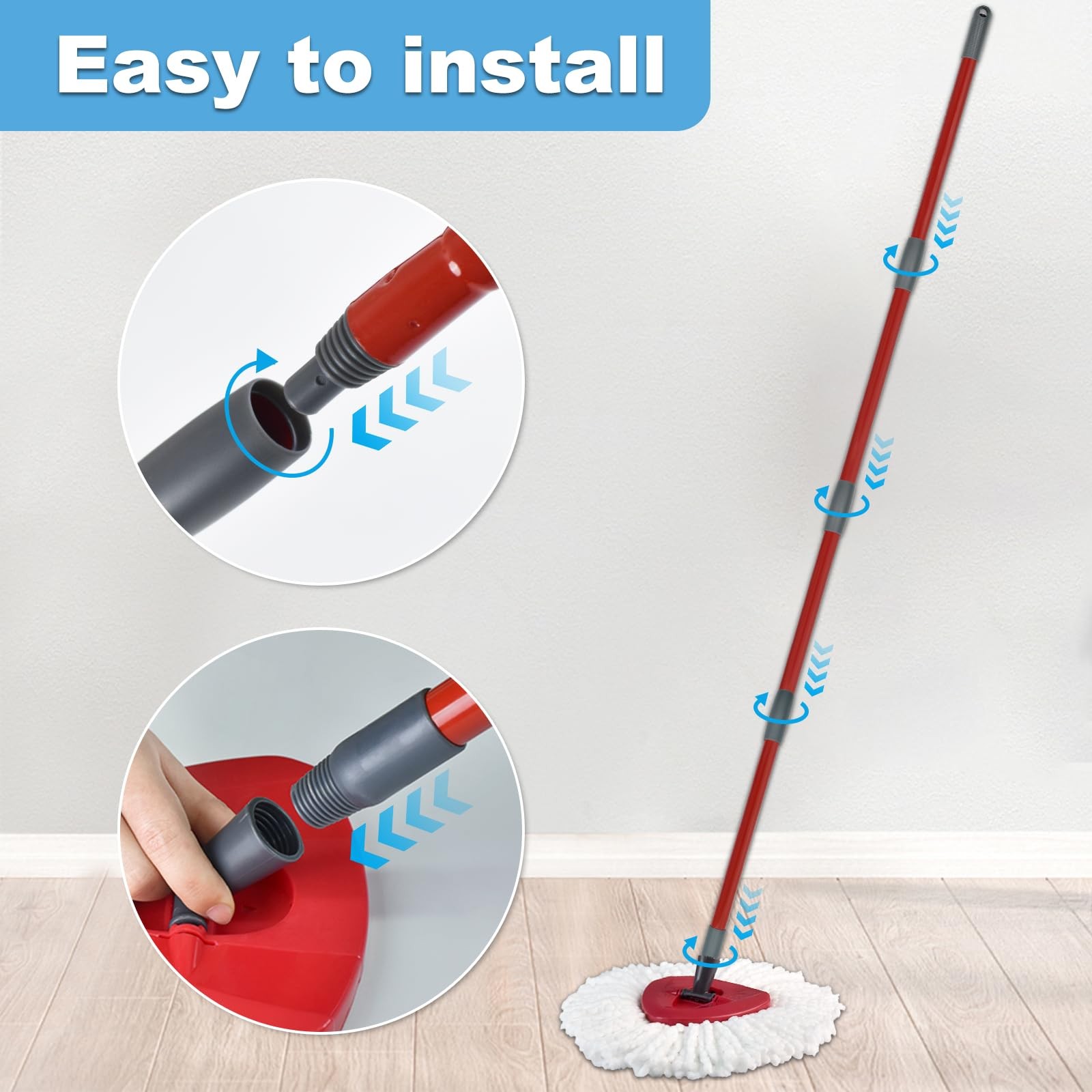 "Mop Handle Replacement for O-Cedar Spin Mop H2Pro Flat Mop 30""-58"""