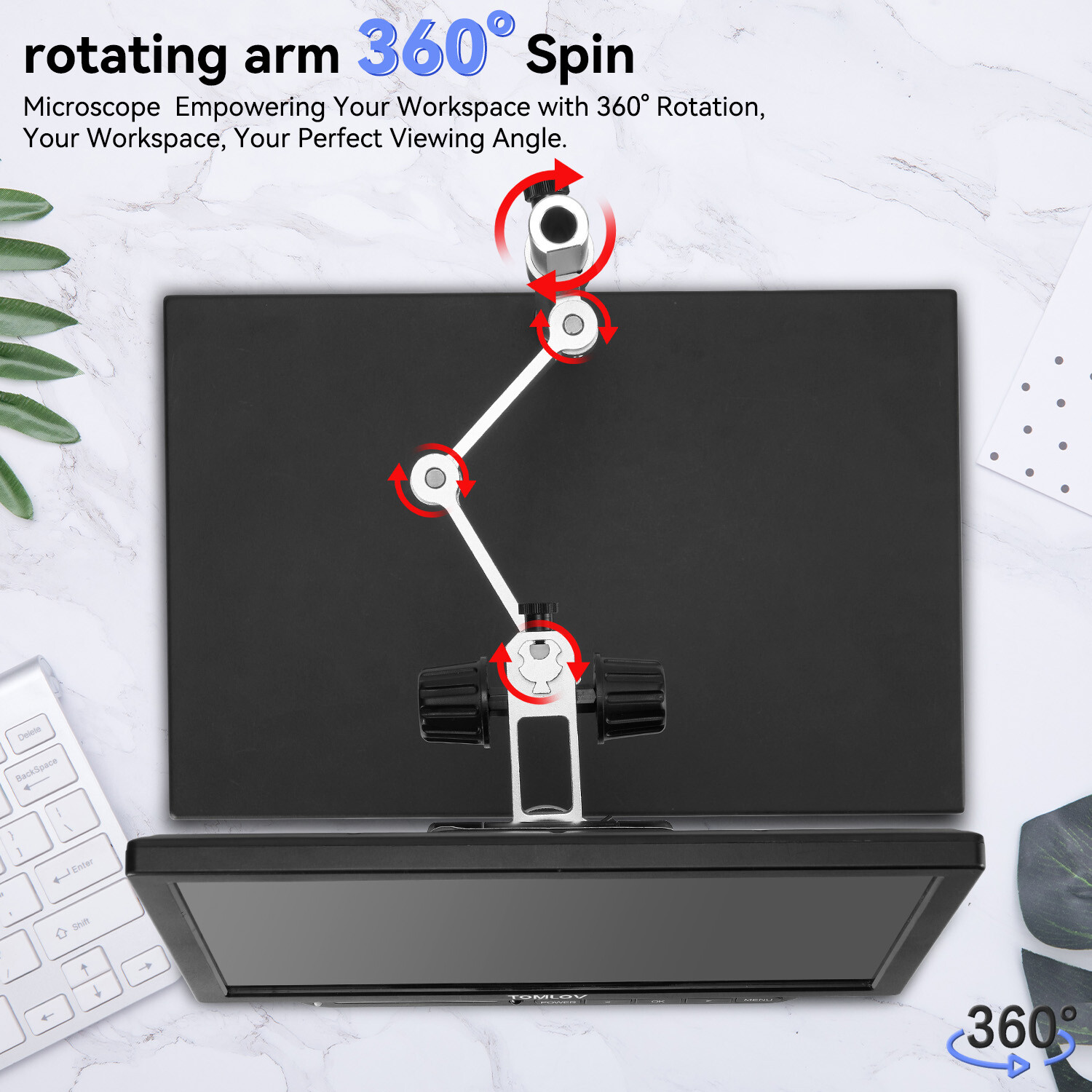 TOMLOV TM4K Max Digital Microscope 2000x 52MP 4K Video LCD Microscope for Adults