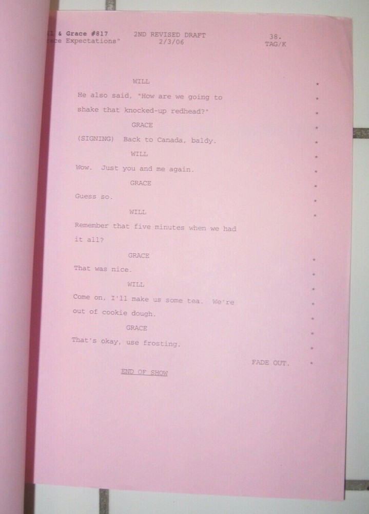 WILL & GRACE ORIGINAL SCRIPT FOR "GRACE EXPECTATIONS" REV. DRAFT SEASON 8 2006