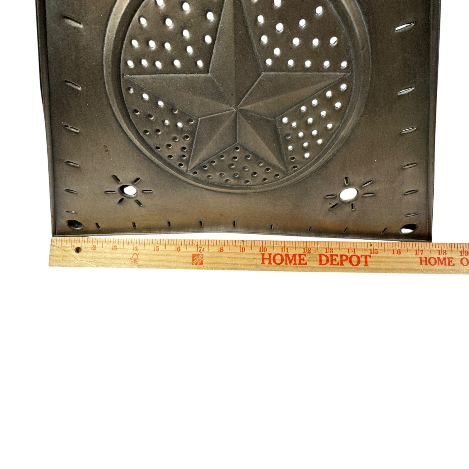 Vintage Rustic Hammered Metal Punched Tin Folk Art Square Lamp Shade 18”x18”