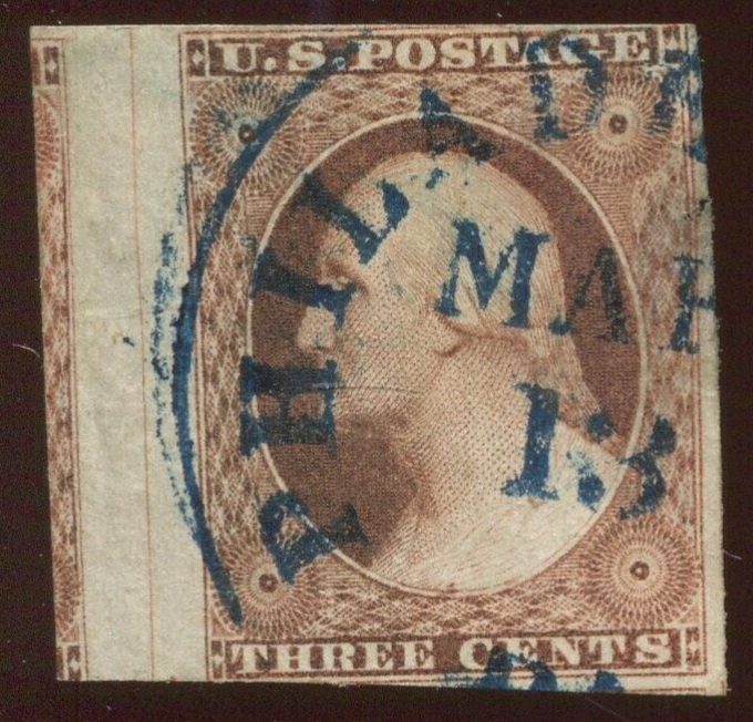 11A Washington Imperf Used Stamp with Full Straddle Margin Gutter BX5338
