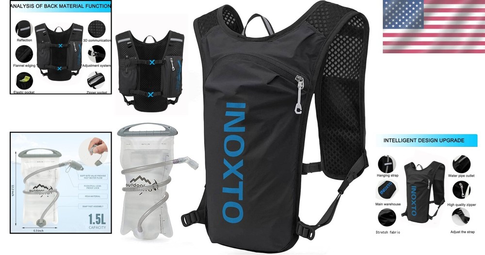 Safety-Enhanced Hydration Backpack with Reflective Trim & Multi Storage Pockets