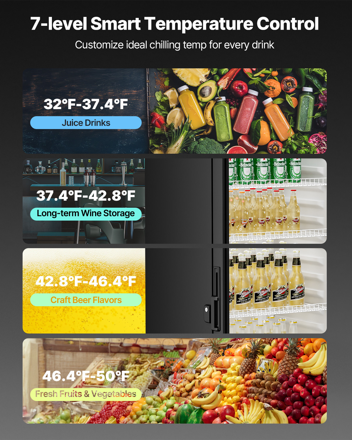 VEVOR Commercial Merchandiser Refrigerator 12.2 CU.FT Glass Door Display