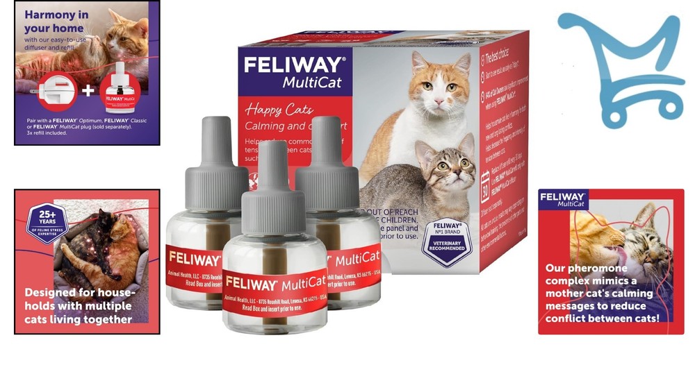 Cat Calming Refills 3 Pack Pheromone Diffuser Reduce Tension Multi-Cat Househ...